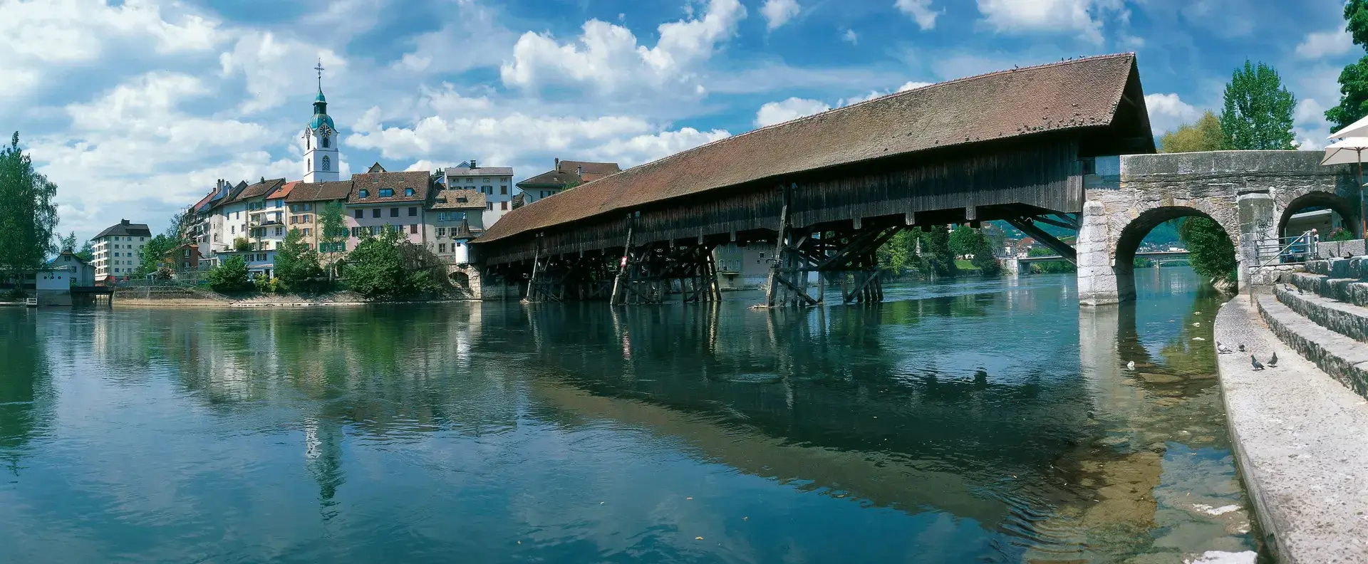 Old wooden bridge in Altstadt Olten