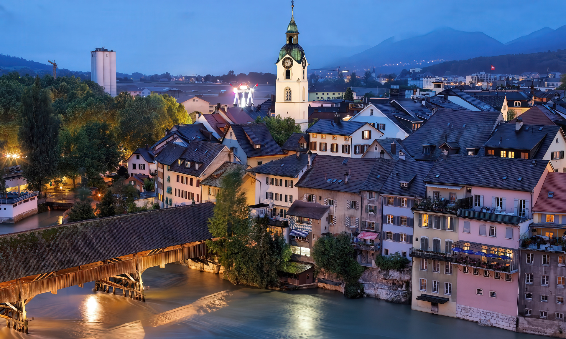 Olten old town at night